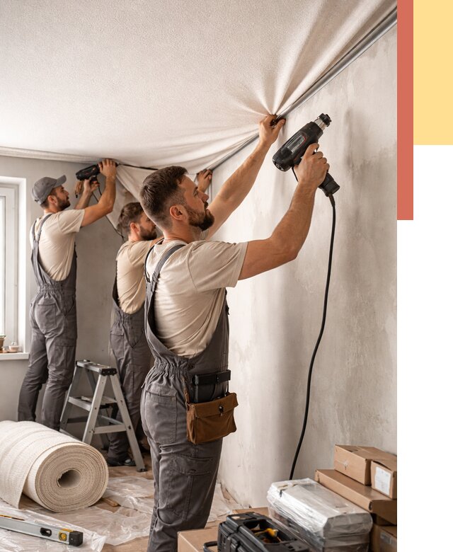 Монтаж фактурного натяжного потолка в Королев от 780 руб. — ОТДЕЛОЧНИК-Кор