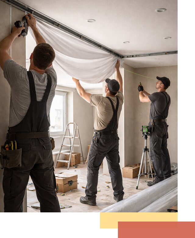 Монтаж парящего натяжного потолка под ключ в Королев