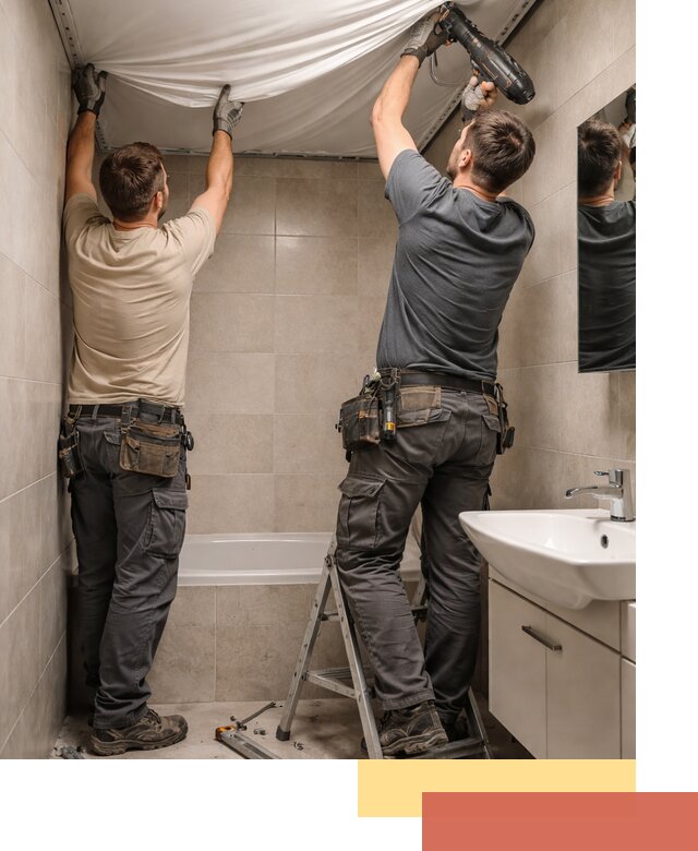 Монтаж натяжного потолка в ванной в Королев быстро и качественно