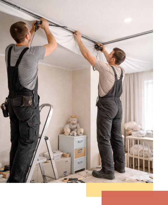 Монтаж натяжного потолка в детской комнате в Королев