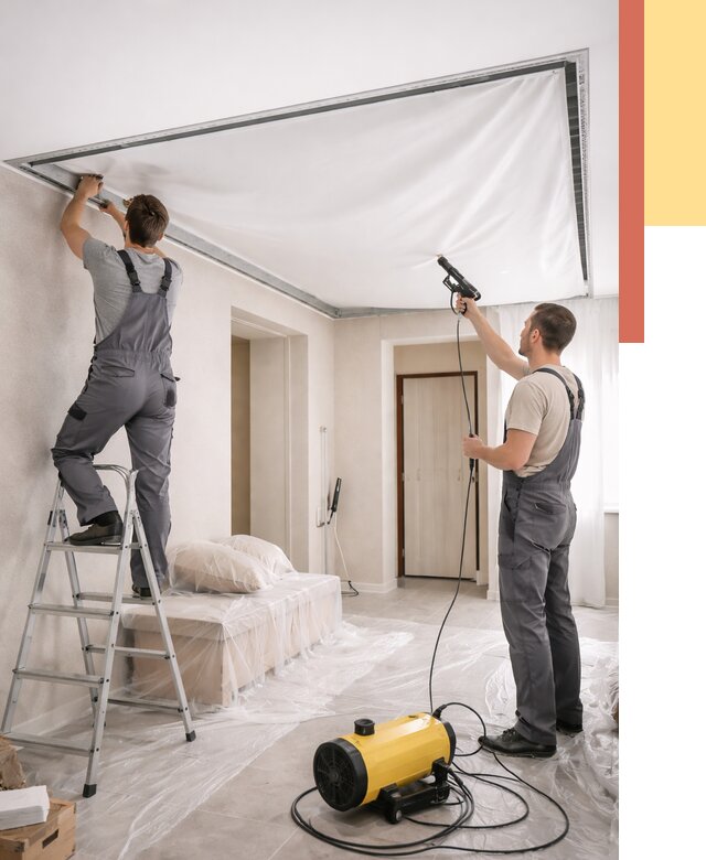 Монтаж натяжного потолка в прихожей в Королев от 2755 руб. под ключ | ОТДЕЛОЧНИК-Кор