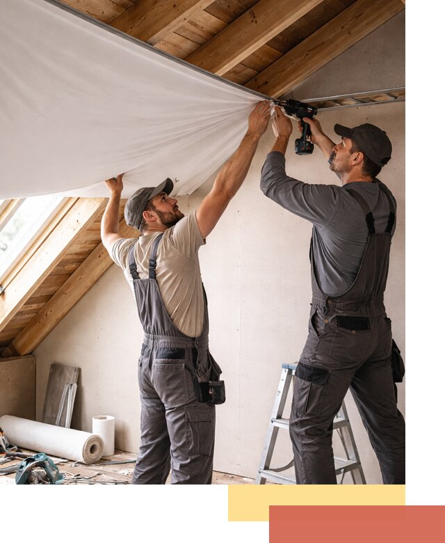 Монтаж натяжного потолка в мансарде в Королев