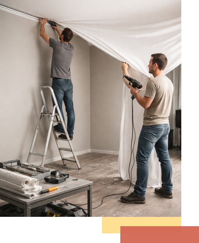 Монтаж натяжного потолка в студии в Королев