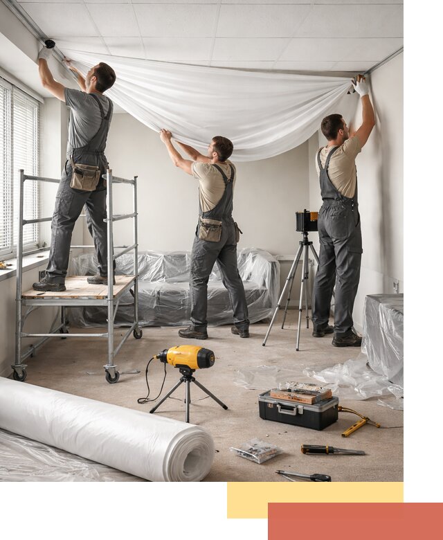 Монтаж натяжного потолка в офисе в Королев