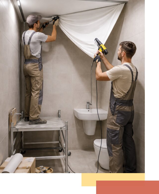 Монтаж натяжного потолка в санузле в Королев