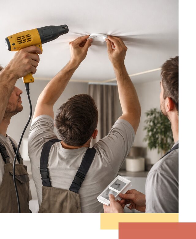 Ремонт прокола полотна натяжного потолка в Королев