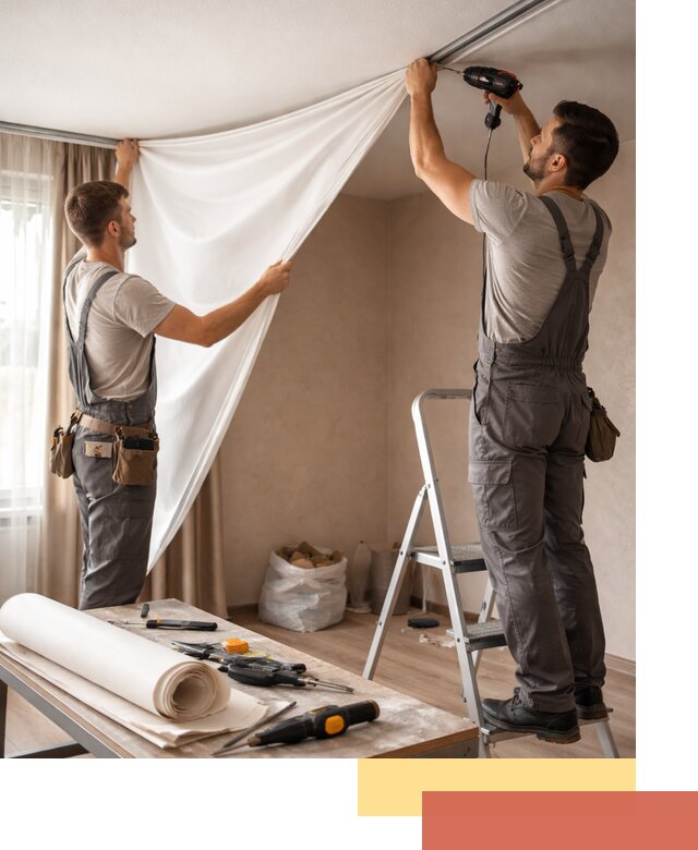 Замена полотна натяжного потолка в Королев быстро и качественно