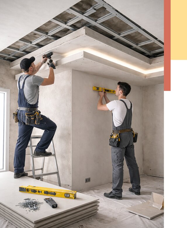 Двухуровневый потолок из гипсокартона в Королев от 1508 руб. под ключ | ОТДЕЛОЧНИК-Кор