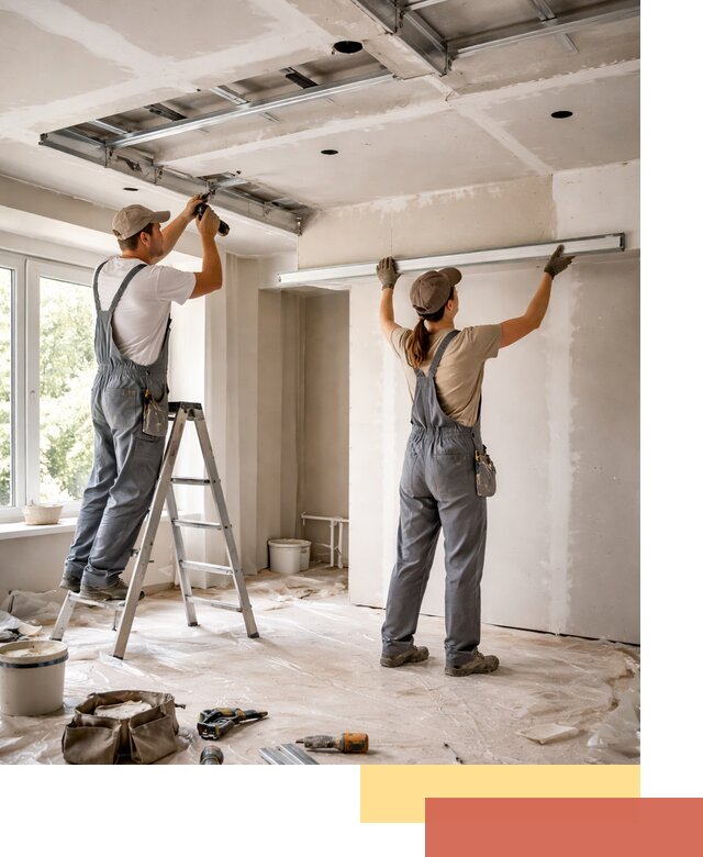 Монтаж многоуровневого потолка из гипсокартона в Королев