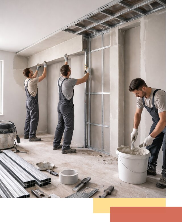 Монтаж потолка из гипсокартона с нишей в Королев