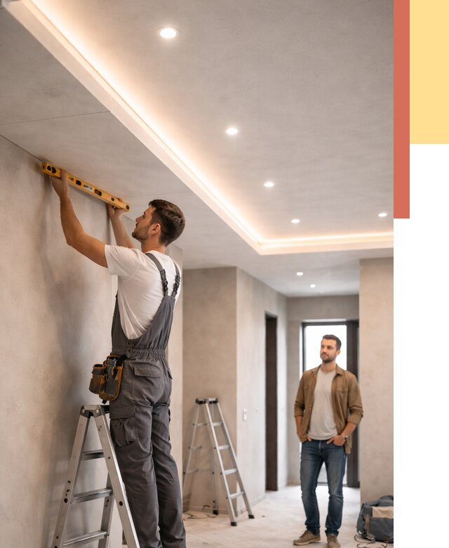 Потолок из гипсокартона с подсветкой в Королев от 780 руб./м2 под ключ | ОТДЕЛОЧНИК-Кор