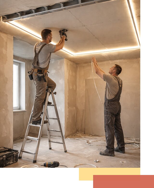 Потолок из гипсокартона с подсветкой в Королев