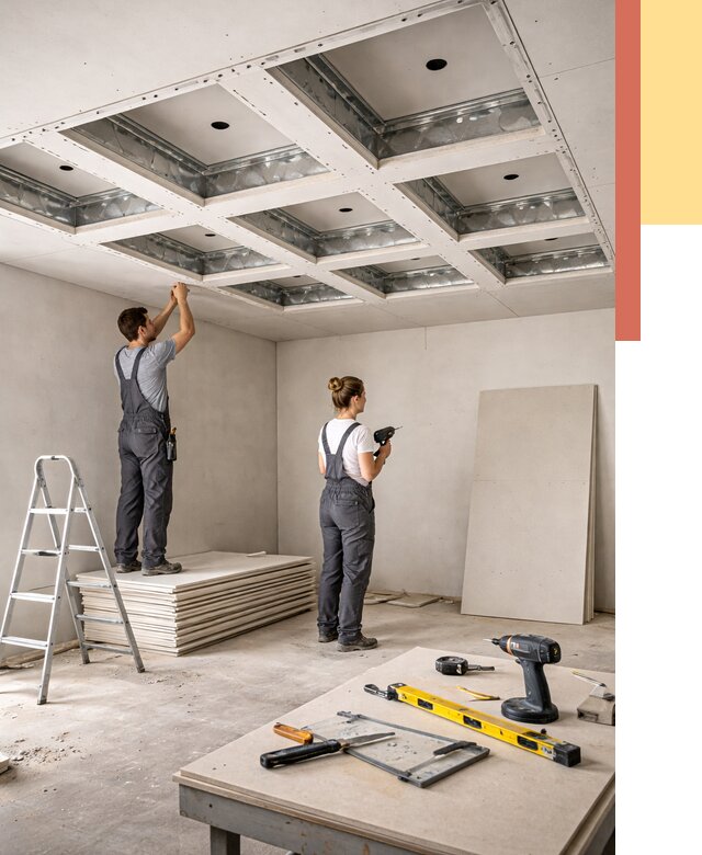 Кессонный потолок из гипсокартона в Королев от 1923 руб. — монтаж и под ключ | ОТДЕЛОЧНИК-Кор