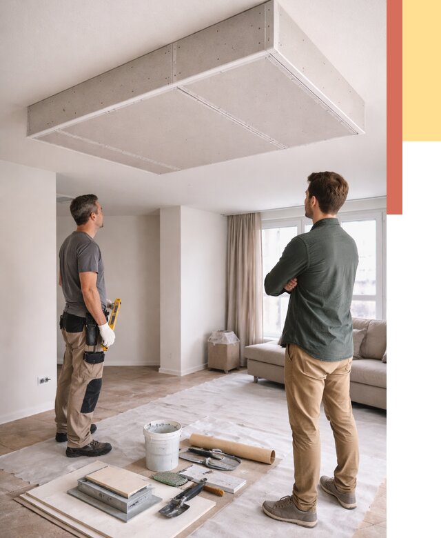 Короб на потолке из гипсокартона в Королев от 2287 руб. — монтаж и услуги под ключ | ОТДЕЛОЧНИК-Кор