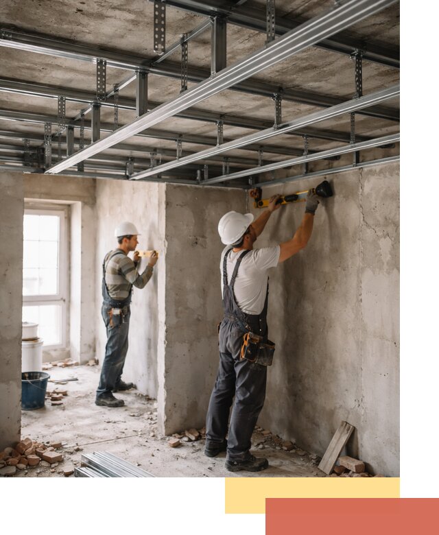 Монтаж каркаса потолка из профильного профиля в Королев