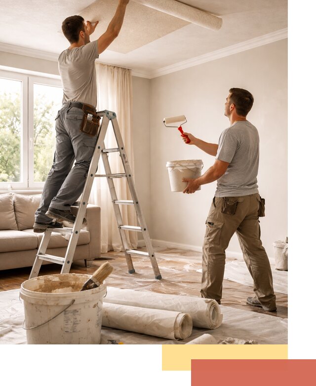 Поклейка обоев на потолок в Королев — качественно и быстро