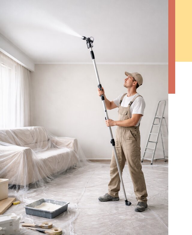 Покраска потолка краскопультом в Королев от 4679 руб. быстро и недорого | ОТДЕЛОЧНИК-Кор