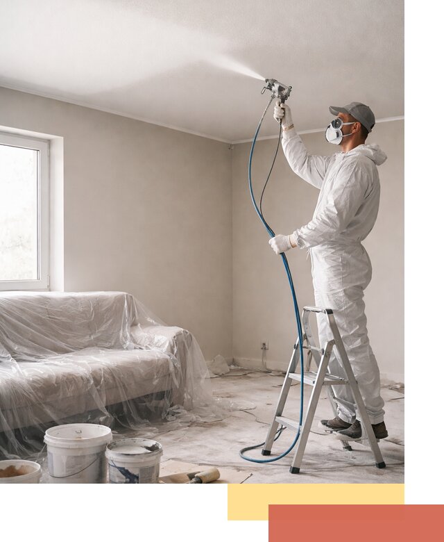 Покраска потолка краскопультом в Королев быстро и качественно