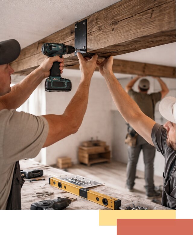 Монтаж декоративных потолочных балок в Королев